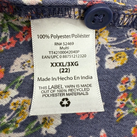 Time Tru Dress Women XXXL Blue Floral Short Sleeve Tiered Blossom Cottage Boho - Picture 8 of 12